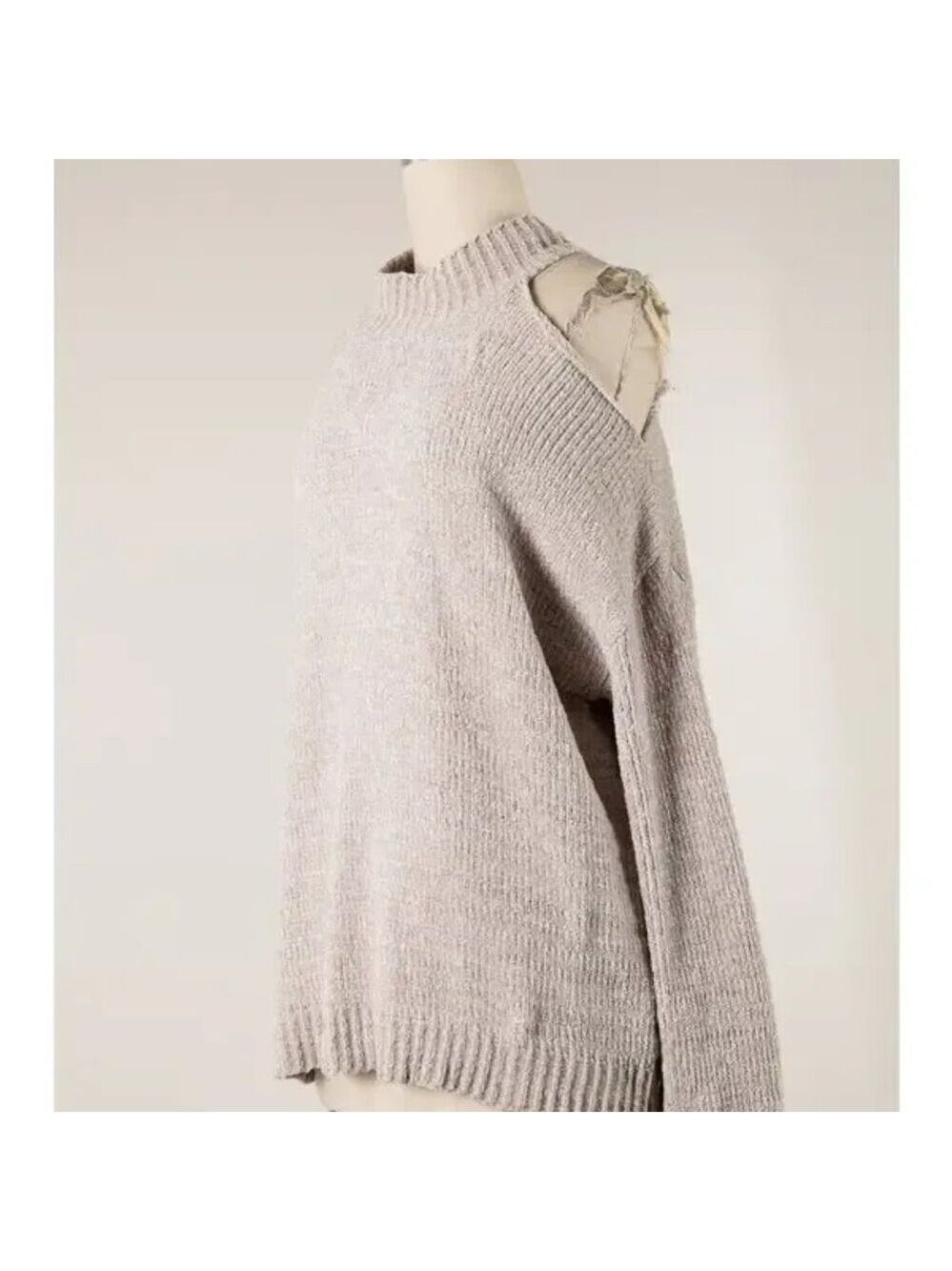 Mock Neck Open Shoulder Sweater - Picture 6 of 8